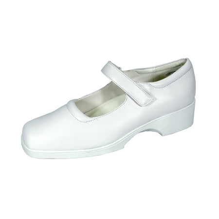 24 HOUR COMFORT Uma Women Wide Width Leather Mary Jane Style Shoes WHITE 10
