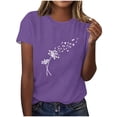 thumbnail image 1 of Tii.MM Hauts d'Été pour Femmes 2025 T-Shirt Graphique à Manches Courtes Col Ras du Cou T-Shirts à Imprimé Pissenlit T-Shirts Mignons Basiques, 1 of 4