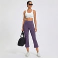 thumbnail image 6 of Capri Yoga Pants Womens High Waisted Wide Leg Pants Cropped Flare Leggings for Travel Casual and Lounge Purple S, 6 of 9