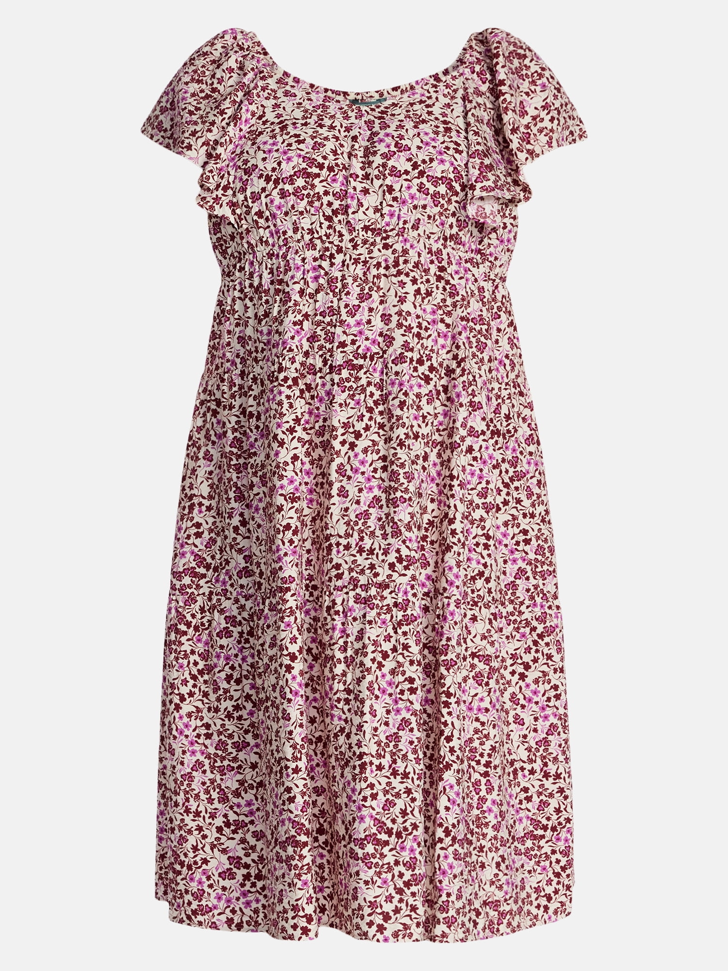Terra & Sky Women's Plus Midi Dress with Flutter Sleeves, Sizes 0X-5X