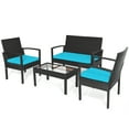 thumbnail image 7 of Patiojoy 4-Piece Patio Rattan Sectional Conversation Furniture Cushioned Loveseat Sofa Set Turquoise, 7 of 7