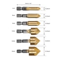 thumbnail image 4 of Juego de avellanador de 90 ° de 6 piezas, kit de avellanador hexagonal, cortador de chaflán que contiene escariador de orificios, avellanador para brocas de carpintería de 6 mm a 19 mm, 4 of 7