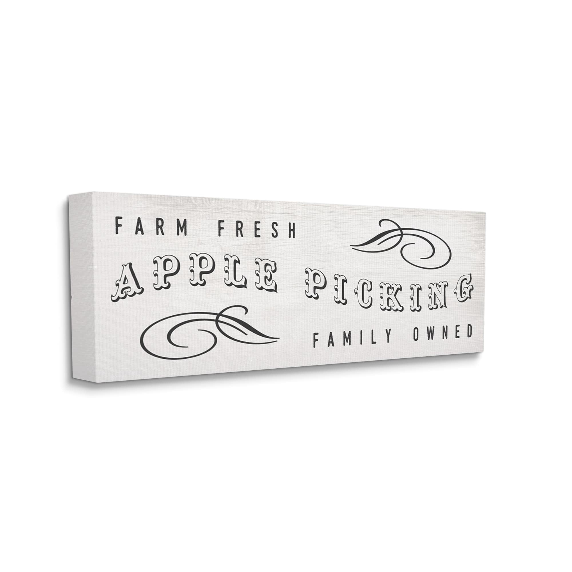 Stupell Industries Farm Fresh Apple Picking Family Owned Harvest Sign Graphic Art Gallery-Wrapped Canvas Print Wall Art, 24x10, by Daphne Polselli