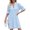 Sky Blue, variant on Women's Eyelet Flounce Sleeve Mini Dress 95% polyester and 5% spandex fabric for a light comfortable everyday wear