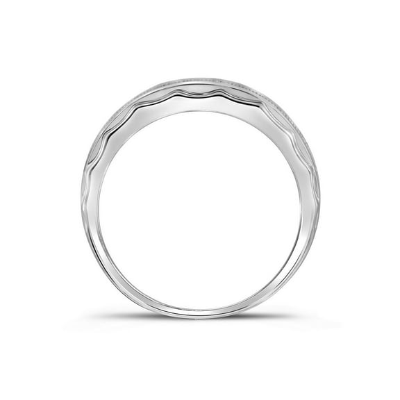 Sterling Silver Mens Round Diamond Wedding Pave Band Ring 1/5 Cttw