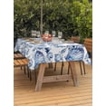thumbnail image 3 of Outdoor Tablecloth with Umbrella Hole for Patio/Picnic/Party/Camping, Blue Coastal Waterproof Table Cloth Rectangle Table Cover Washable, Summer Conch Starfish Scallops Vintage Nautical (60"x 84"), 3 of 9