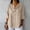 Tops-722Khaki, variant on Xdegoge Blouses for Women Split V Neck Three Quarter Sleeve Casual Work office Wear Loose Fit Solid Single Button Detail Lightweight Spring Tops