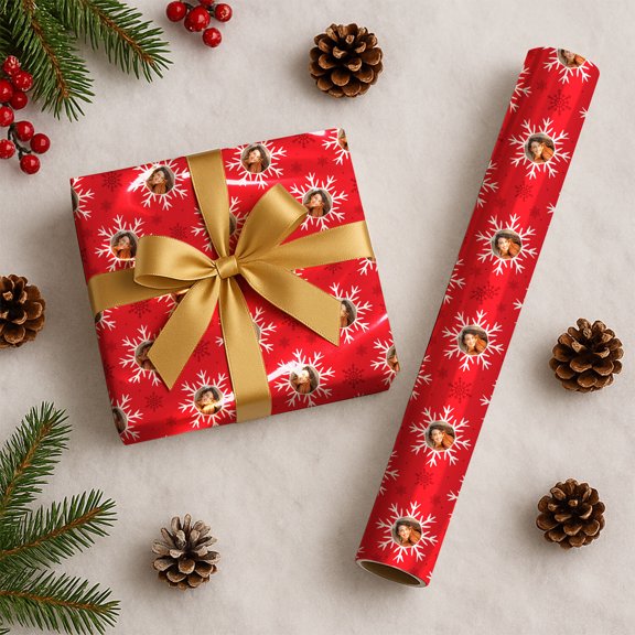 Custom Christmas Wrapping Paper, Personalized Wrapping Paper Rolls with Santa Claus Gingerbread Christmas Tree