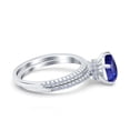 thumbnail image 2 of Two Piece Art Deco Pear Cut Bridal Set Ring Band Blue Sapphire CZ 925 Sterling Silver Size 5, 2 of 6