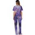 thumbnail image 3 of Yuyamidu Purple Texture Marble Women's Summer Pajamas Short Sleeve V-Neck Top & Loose Long Pants, Lightweight Sleep Set with Pockets, 3 of 7