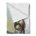 thumbnail image 2 of Jazz Music Soft Flannel Fleece Throw Blanket, Trumpet Player Illustration Rock and Roll Party Classic Design, Cozy Plush for Indoor and Outdoor Use, 60" x 80", Grey Yellow Black, by Ambesonne, 2 of 5