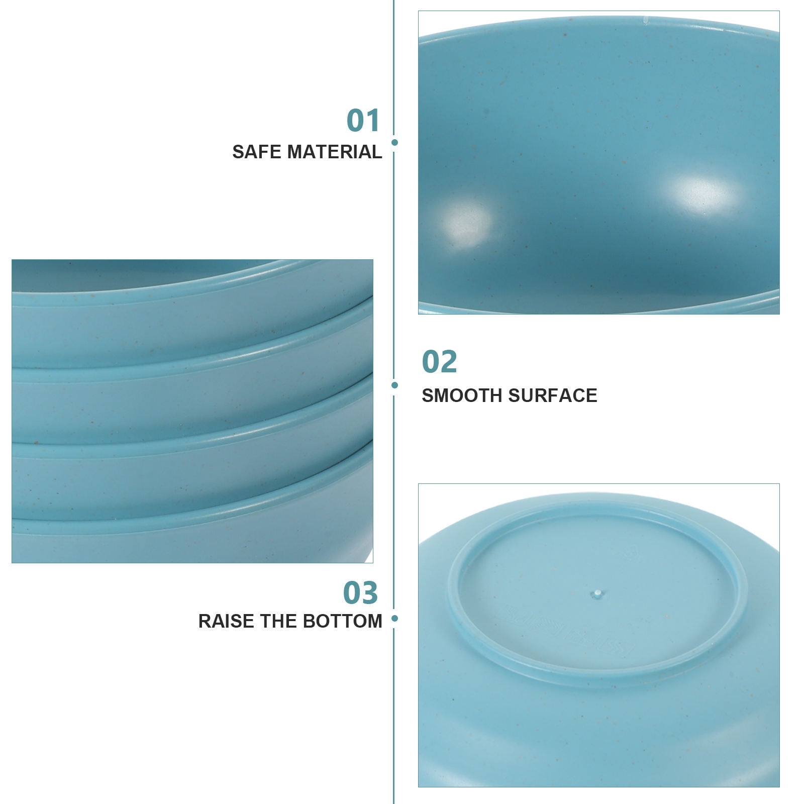 WHAMVOX  4 Pcs Wheat Straw Bowl Kids Cereal Unbreakable Soup Bowls Blue