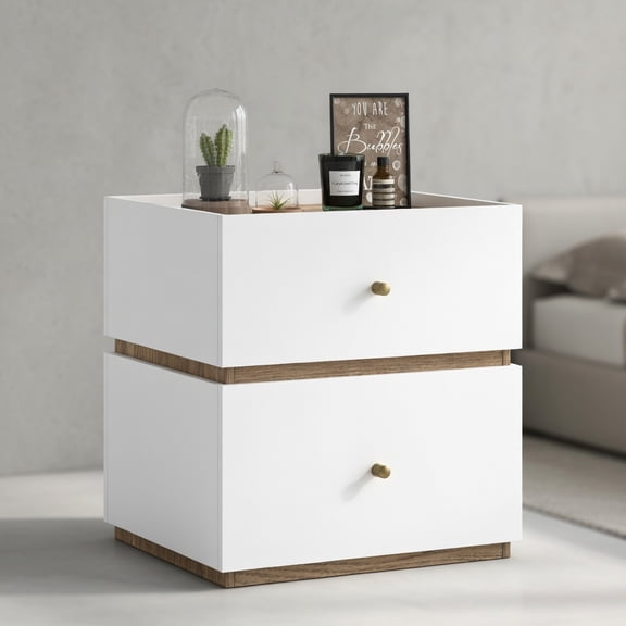 Resenkos Nightstand, Night Stand,2-Drawer Modern Nightstand with Storage for Living Room Bedroom
