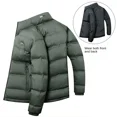 thumbnail image 3 of Chaqueta corta reversible de plumón, ropa de diseñador para hombre, chaqueta acolchada ligera de lujo con relleno de pato para hombre, abrigo cálido de invierno para hombre, 3 of 5