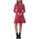 thumbnail image 2 of Vestido elegante de manga larga con volantes de cuello redondo de ante sintético para mujer CHIC en burdeos, 2 of 5