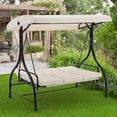 thumbnail image 1 of AECOJOY Steel 3 Person Canopy Porch Swing with Glider Hammock, Beige, 1 of 7