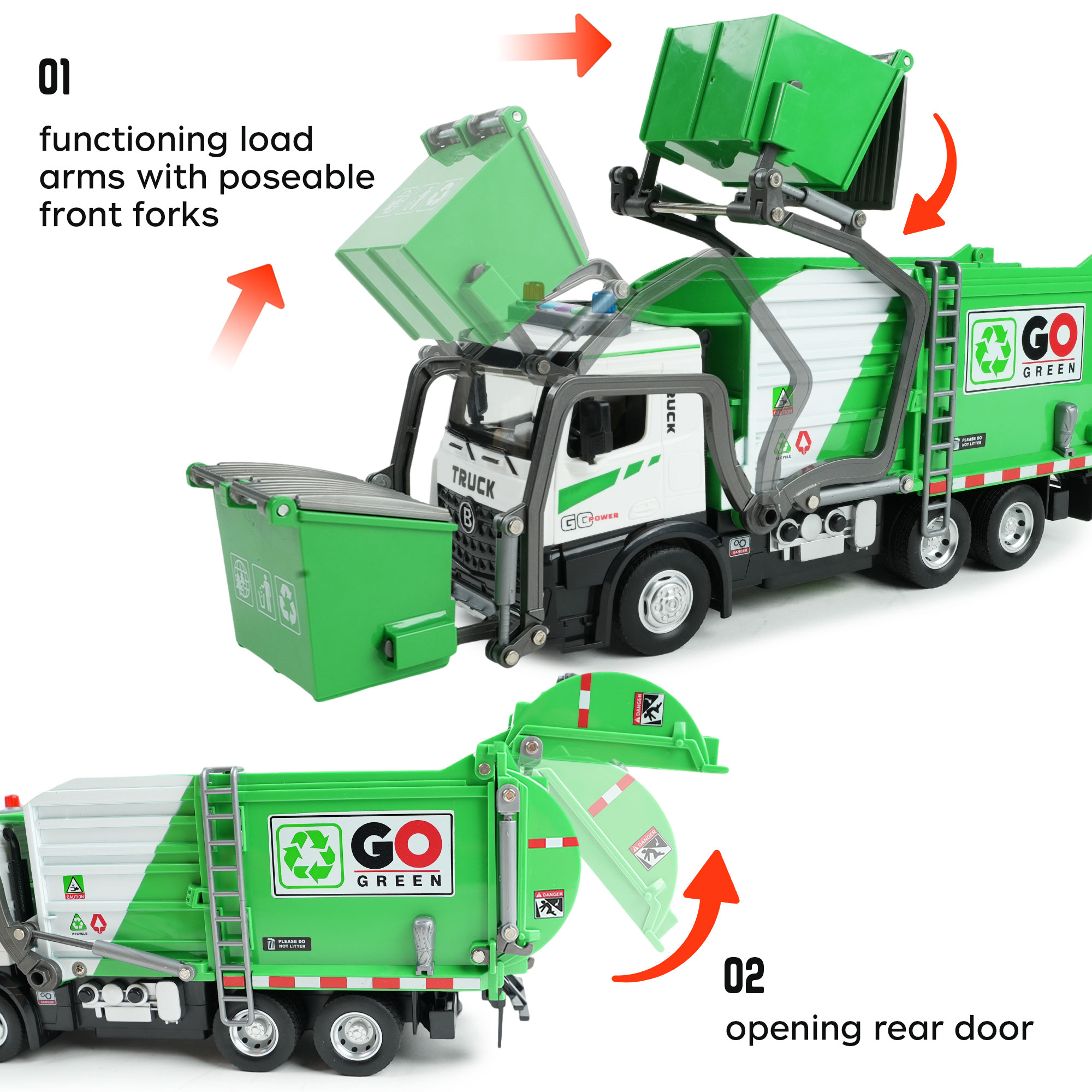 JBeeCtrl Garbage Truck Toy with Lights & Sounds photo 7