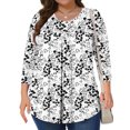 thumbnail image 3 of JTZGDY Plus Size Women 3/4 Sleeve Tunic Tops Casual Summer Tie Dye Floral Printed Ruched Pleated Crewneck Graphic T-Shirts Loose Flowy Comfy Work Business Tees Blouse White#04 L, 3 of 7