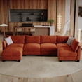 thumbnail image 6 of 124" Modular Sectional Sofa, 6-Seater U&L Shaped Modern Linen Cloud Couch with Storage Ottoman & USB Ports for Living Room, 6 of 7