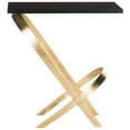 thumbnail image 2 of SAFAVIEH Dovie Gold Leaf Glass Top Side Table, Gold/Black, 2 of 7