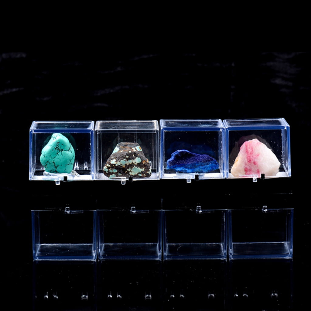 5xRock Mineral Collection Display Case Clear Acrylic Show Box 1.2"x1.2"x1.4" 