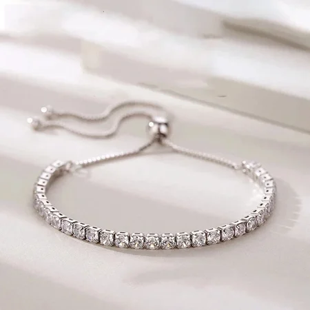 Lariat style tennis bracelet with simulated diamond accents 925 silver