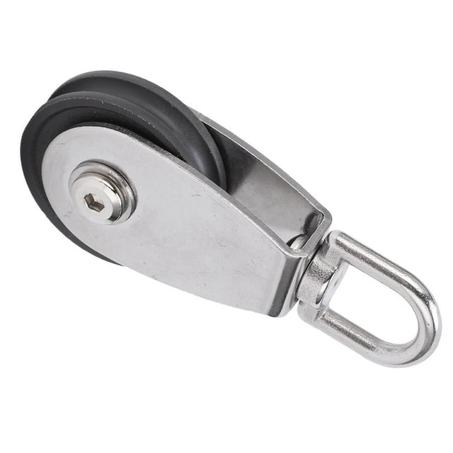 HURRISE Stainless Steel Shell Dual Bearings Mute Pulley Block Nylon Wheel Groove 360 Degree Rotation,Exercise Bearing Pulley,Pully Block for Fitness