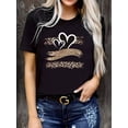 thumbnail image 1 of Heart Print Crew Neck T-Shirt, Casual Short Sleeve T-Shirt For Spring & Summer, Women's Clothing, 1 of 6