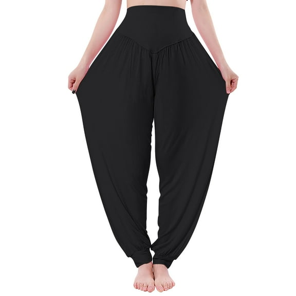 Manxivoo Yoga Pants Women Pants High Waisted Yoga Pants Hippie Pants Boho Beach Plus Size Palazzo Pants Yoga Pants Closing Dance Pants Chi Pants Yoga Clothes Leggings Women's Pants Black