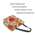 thumbnail image 3 of Open Top Canvas Tote Bag with Zipper Reusable Shopping Bag 13.5x15" Roomy Carryall Red and Orange Flowers, 3 of 9
