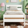 thumbnail image 2 of Miniyam Wood Twin Size Bed with Headboard for Kids and Teens, White, 2 of 7