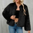thumbnail image 7 of Fnooota Womens Faux Fur Jackets, Fashion Crew Neck Warm Open Front Winter Outerwear Black Size 3XL, 7 of 7