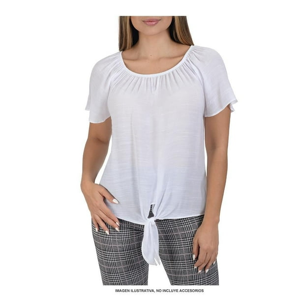 Blusa Simply Basic M220A02012 Talla Eg Blanco Campesina Estampada