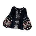 thumbnail image 4 of Blusa bordada para mujer, jersey, camisa étnica para vacaciones de verano en la calle Negro, 4 of 8
