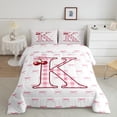 thumbnail image 3 of Feelyou Pink Monogrammed K Bedding Comforter Set, Cartoon Bowknot Cherry Twin Comforter Sets, Chic Watercolor Bow-tie Reversible Bedding Set, Ultra Soft Bedroom Decor, 2-Piece, 3 of 9