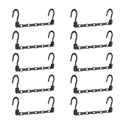 LAMIRO Hooks for Hanging,10 Pack Clothes Hangers Organizer Closet Space Saving Plastic Hanger Hook,10Pcs Black Magic Clothes Hanger
