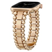 Wearlizer Beaded Bracelet Band Compatible with Apple Watch Band 38/40/41/42/44/45/46/49mm, Dressy Stainless Steel Jewelry Strap for iWatch Series 11 10 9 8 7-1 Ultra SE