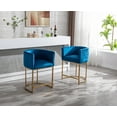 thumbnail image 2 of Guyou 24" Modern Velvet Counter Height Bar Stool, Upholstered Bucket Kitchen Island Chair with Gold Finish Metal Frame and Curved Back for Living Room Dining Room, Blue, 2 of 13