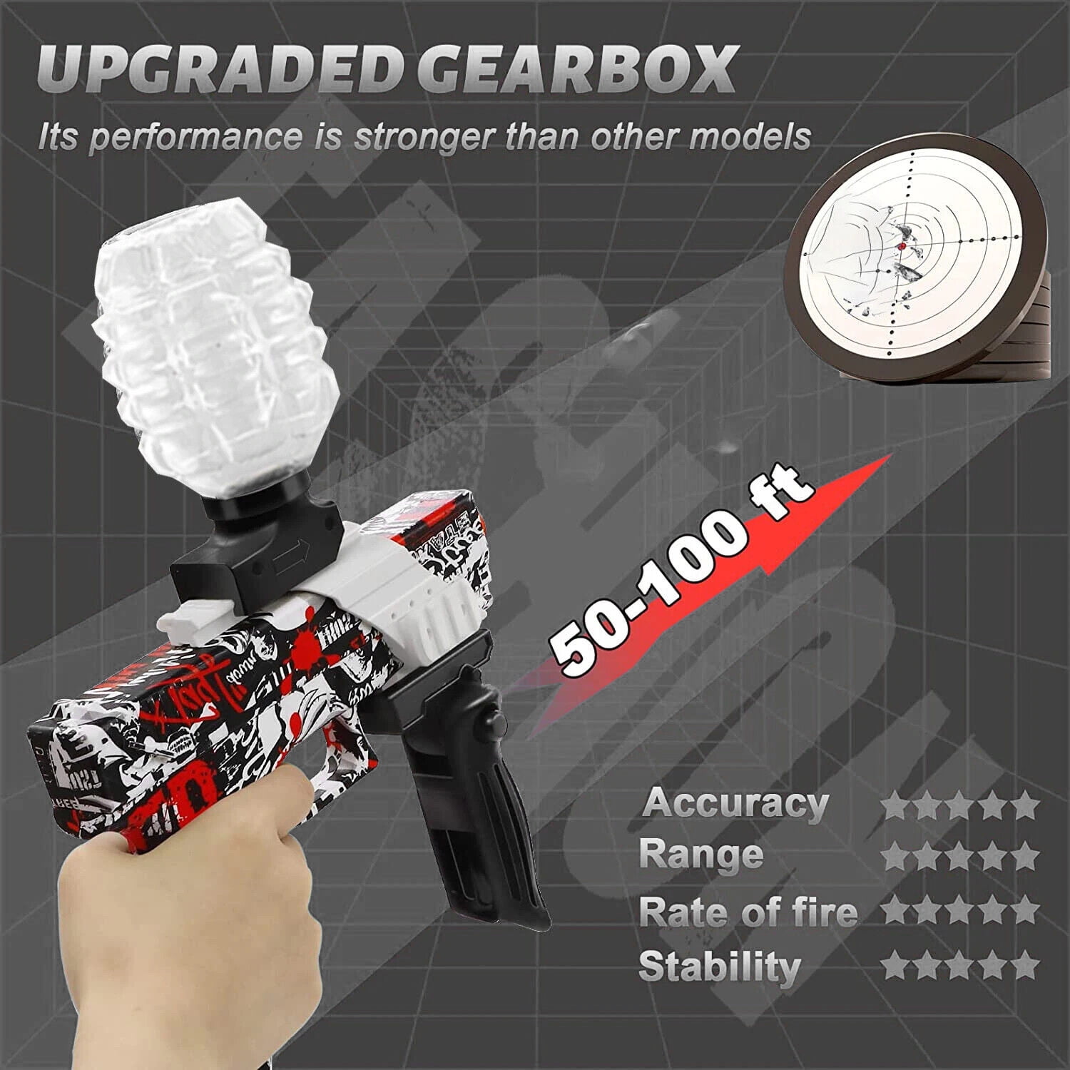 ZHENDUO Electric Gel Ball Blaster Automatic Splatter Blaster Rechargeable for 14+ Years Old