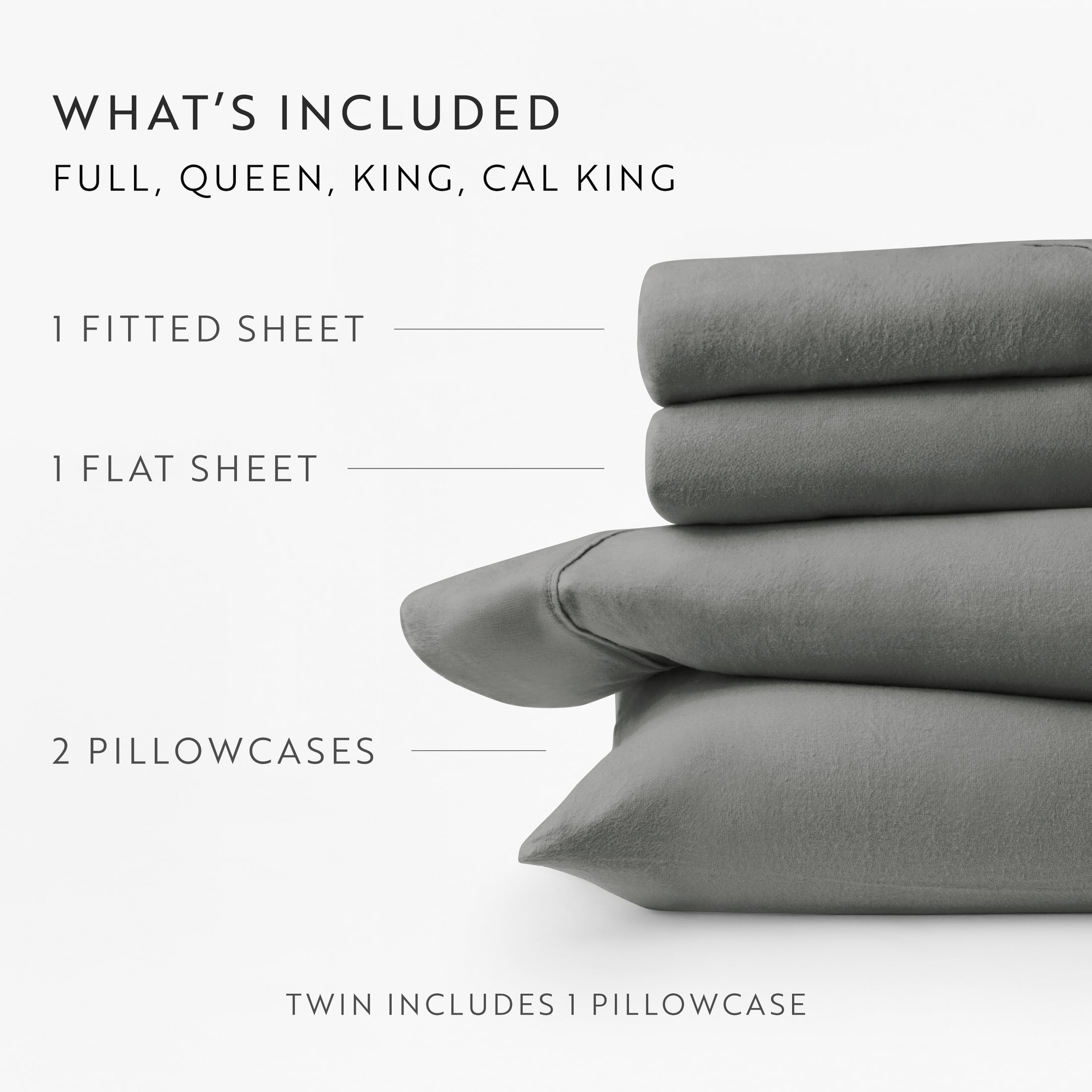Gray 4 Piece 100% Cotton Flannel Deep Pocket Sheet Set, Queen, by Noble Linens
