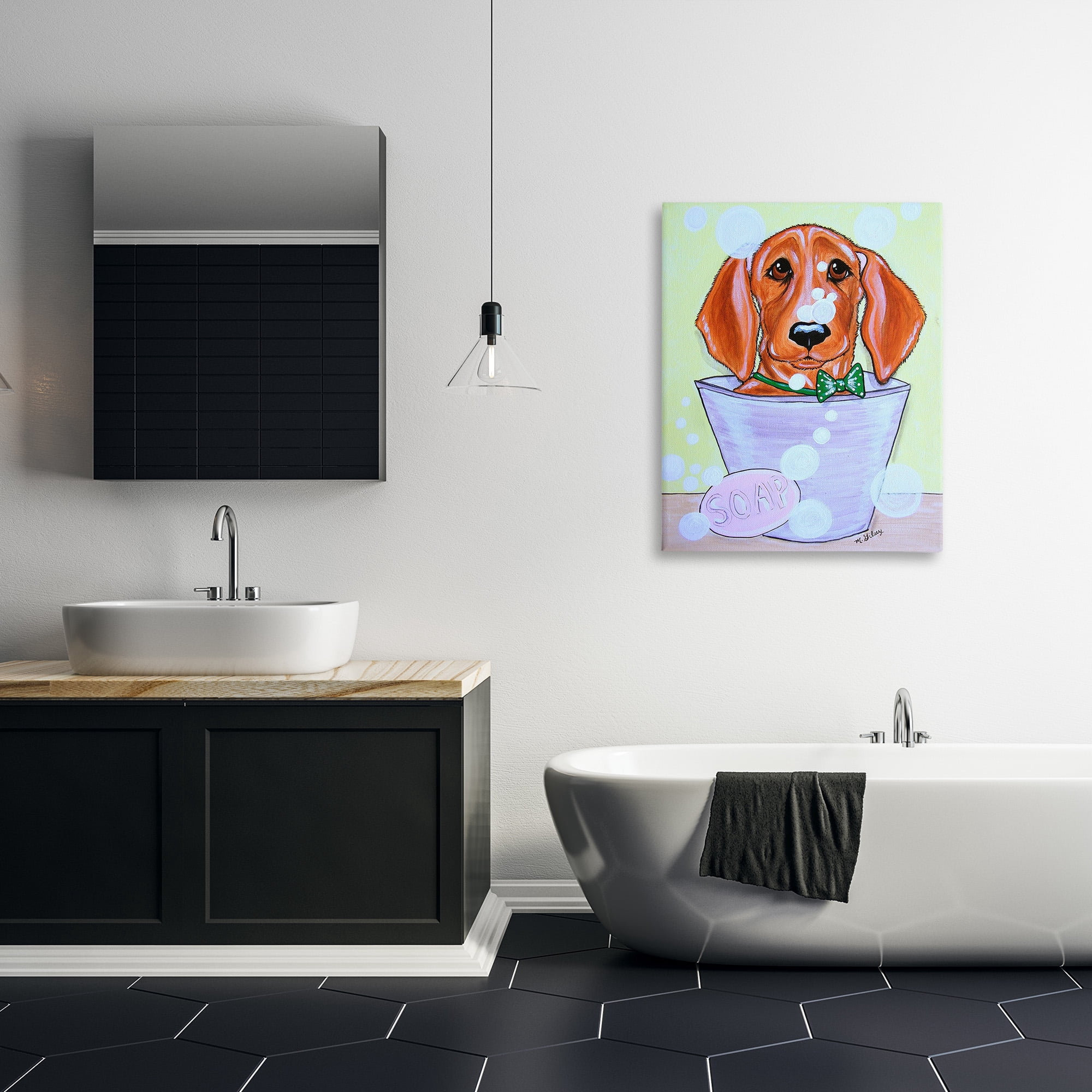 Stupell Industries Puppy with Soap Bubbles Animals & Insects Painting Gallery Wrapped Canvas Art Print Wall Art, 30 x 40