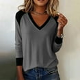 thumbnail image 2 of fheaev Long Sleeve Shirts for Women Casual V Neck Business Tops Comfortable Shirt Soft Basic Tees Fall Fashion Clothes Workout Loose Fit Blouses Winter Outfits, 2 of 6