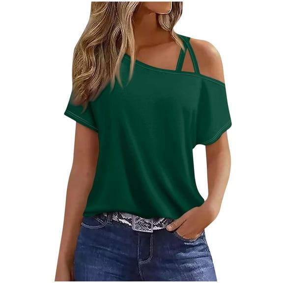 WREESH Womens T-Shirts Solid Color Camisole Sleeveless T-Shirt Loose Tank Top Army Green