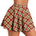 thumbnail image 2 of Dwaogom Women's Skirts Cute High Elastic Waisted Plaid Kilts for Women Trendy Hem Flared Knee Length Mini Skater Skirt Woman Temperament High Waist Lattice Printing Pleated Skirt, 2 of 5