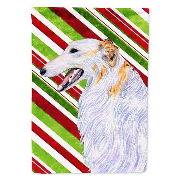 Borzoi Candy Cane Holiday Christmas Garden Flag