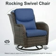 thumbnail image 5 of POCASSY Outdoor Swivel Chair Set of 4, All Weather Brown Wicker Patio Swivel Chairs Set with High Back and Thick Cushion for Garden Balcony Porch - Brown/Blue, 5 of 9