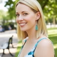 thumbnail image 5 of SuperJeweler Turquoise Earrings, Turquoise Drop Earrings, Dangles 2 inches in Silver for Women, 5 of 9