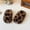 X-Brown9, variant on Big Kids Girls Boots Leopard Print Non Soft Sole Plush Thickened Warm Soft Slippers For Indoor Wear Khaki 8.5-9 Years