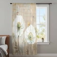 thumbnail image 3 of White Flowers Semi Sheer Curtains Drapes for Living Room,Bedroom,French Doors Window 84 Inches Long,Vintage Floral Butterfly Farmhouse Beige Rod Pocket Chiffon Curtain Drapery Voile Draperies Panel, 3 of 8