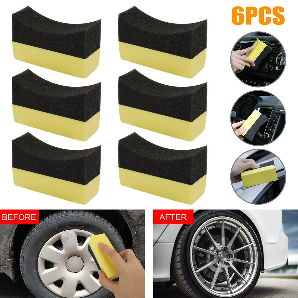 12/6Pcs Pcs Car Care Applicator Pad, Tire Wheel Dressing Curved Foam